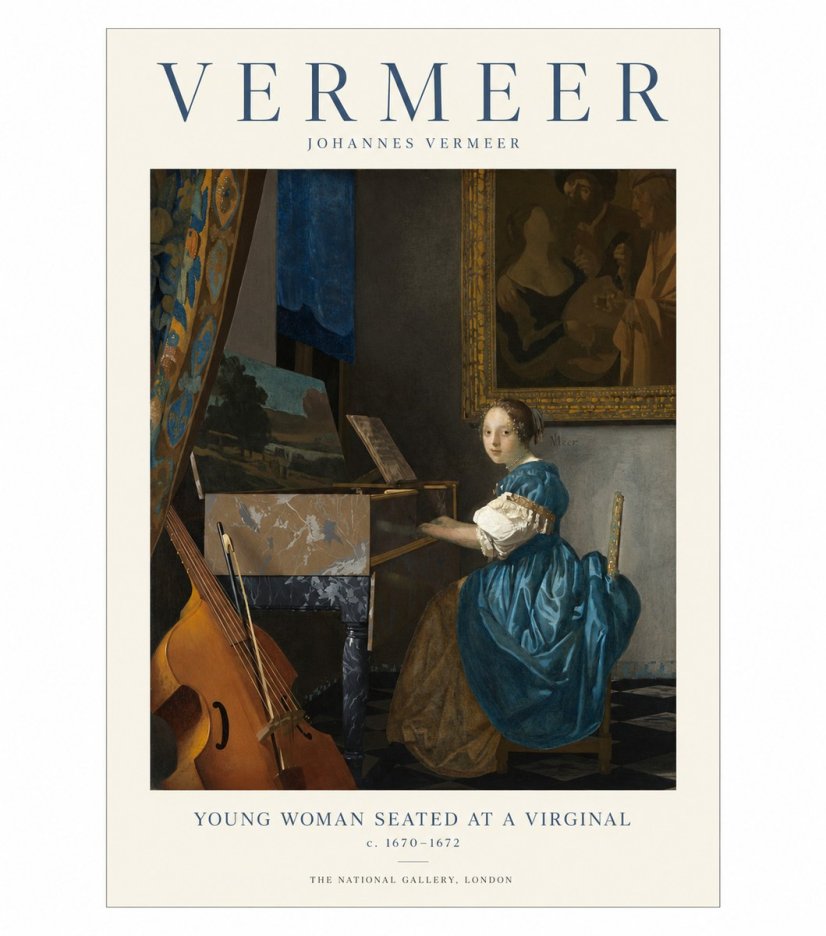 Vermeer Young Woman Seated at a Virginal No1 - Plakat