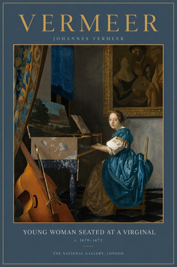 Vermeer Young Woman Seated at a Virginal No2 - Plakat