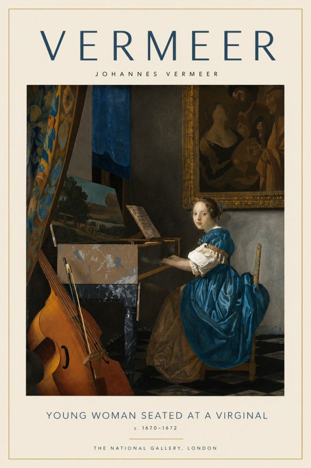 Vermeer Young Woman Seated at a Virginal No4 - Plakat