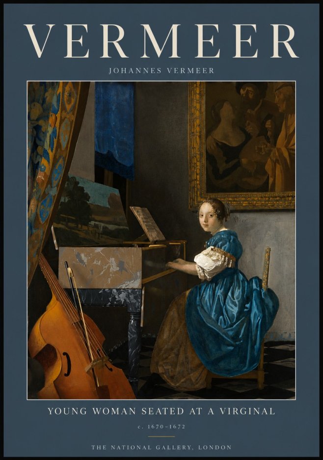 Vermeer Young Woman Seated at a Virginal No5 - Plakat