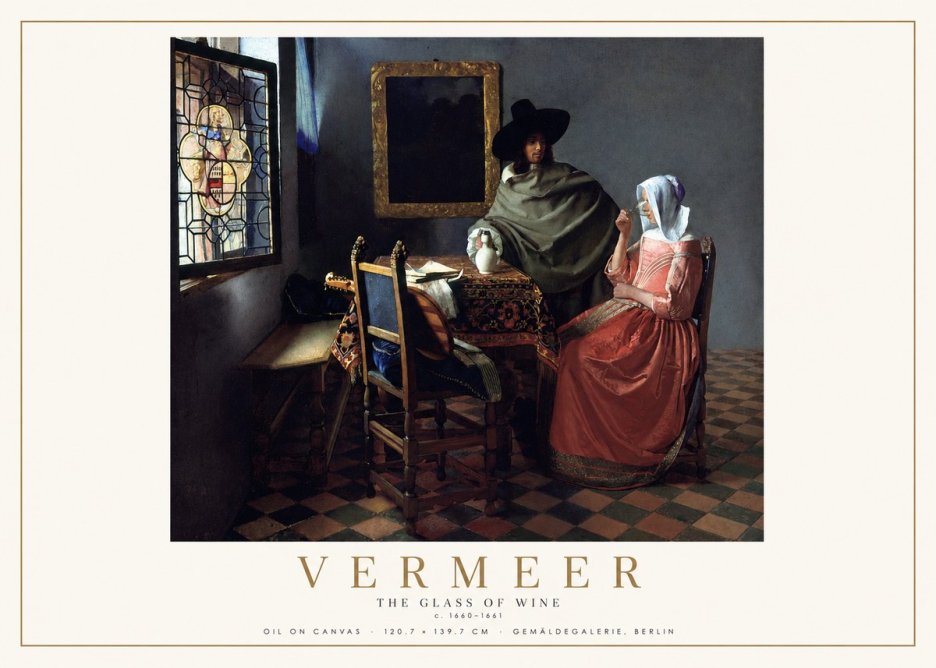 Vermeer The Glass of Wine No2 - Plakat