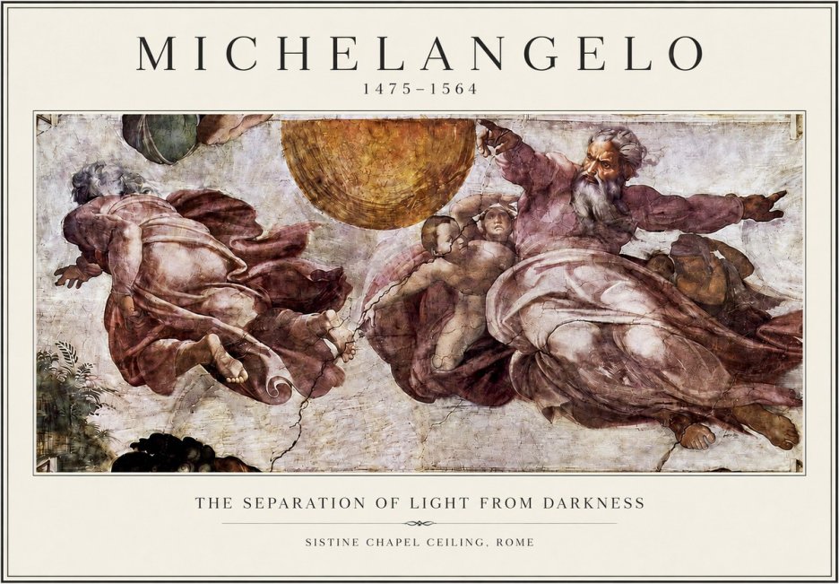 Michelangelo The Separation of Light from Darkness No3 - Plakat