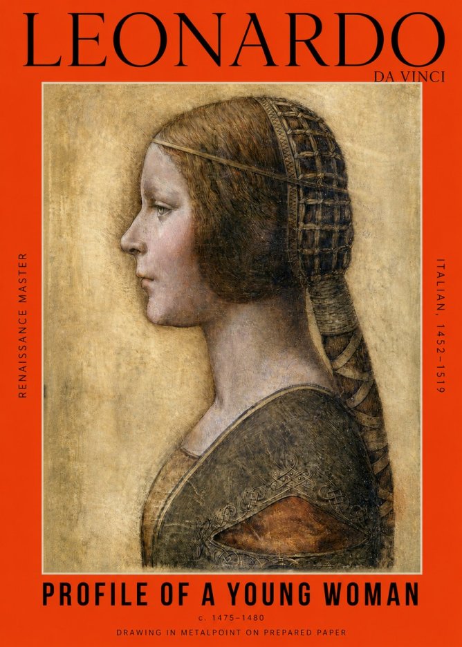 Leonardo da Vinci Portrait of a Young Woman II No6 - Plakat
