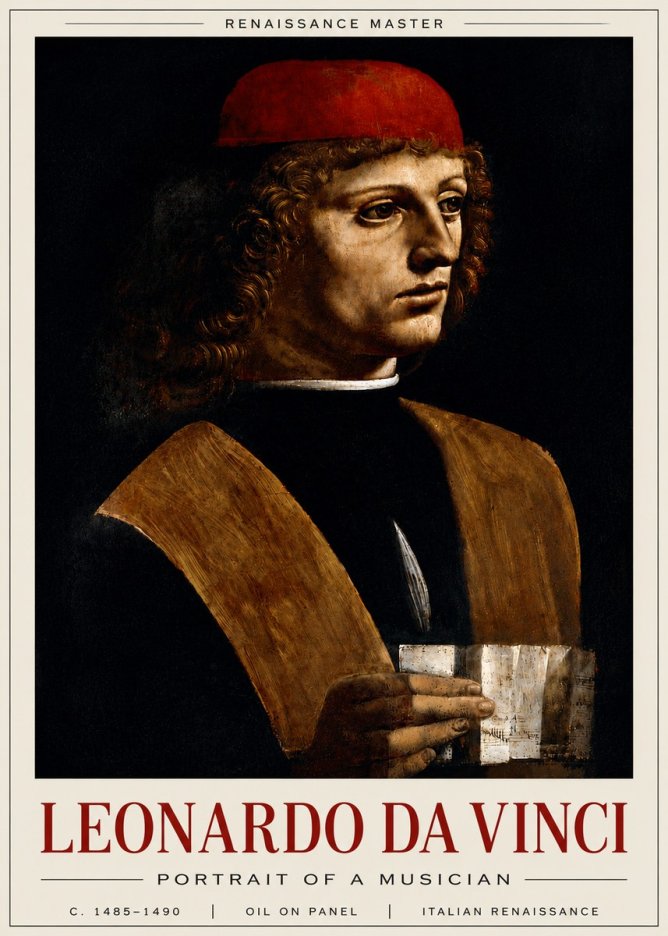 Leonardo da Vinci Portrait of a Musician No6 - Plakat