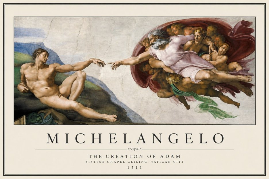 Michelangelo The Creation of Adam No3 - Plakat