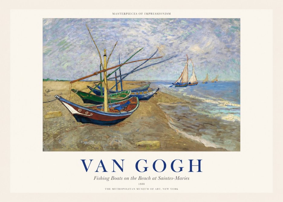 Van Gogh Fishing Boats on the Beach at Saintes-maries No1 - Plakat