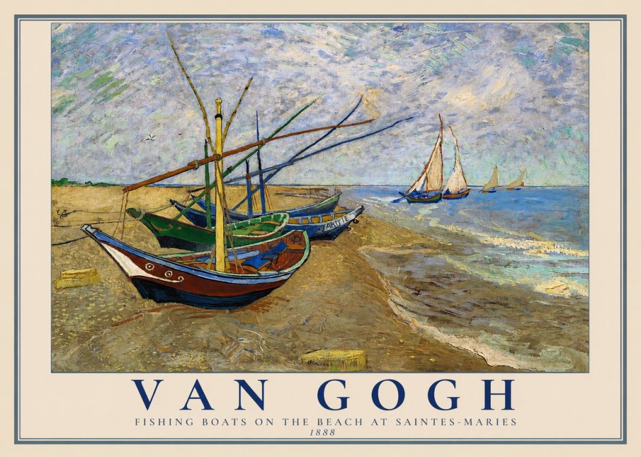 Van Gogh Fishing Boats on the Beach at Saintes-maries No2 - Plakat