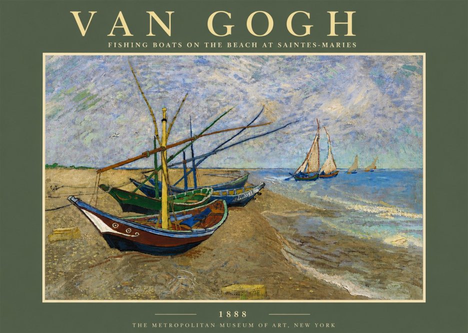 Van Gogh Fishing Boats on the Beach at Saintes-maries No5 - Plakat