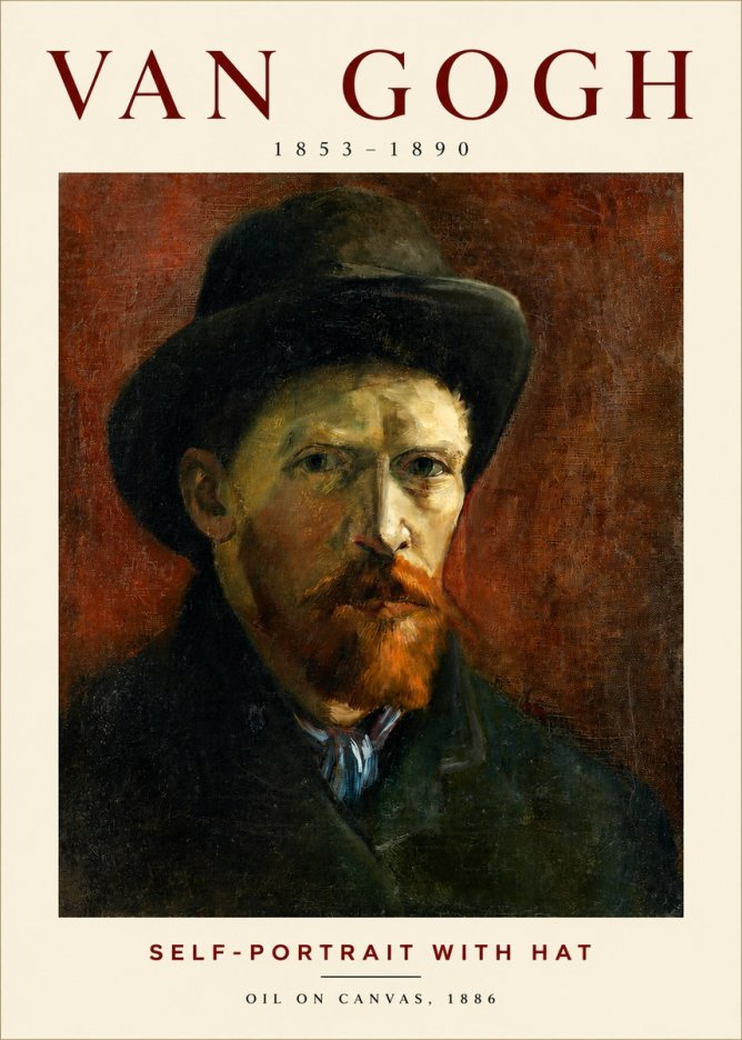 Van Gogh Self-portrait with Hat No2 - Plakat