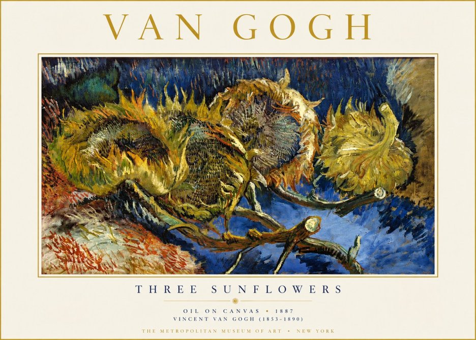 Van Gogh Three Sunflowers No3 - Plakat
