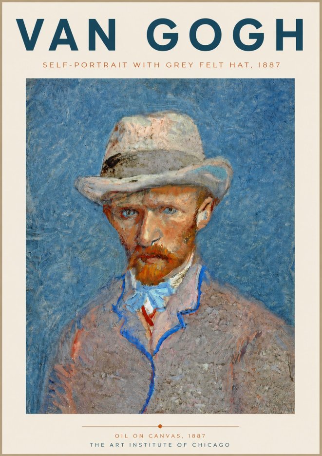 Van Gogh Self-portrait with Grey Felt Hat II No6 - Plakat