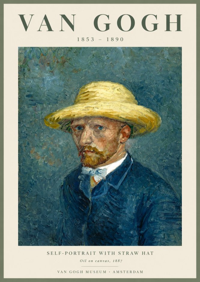 Van Gogh Self-portrait with Straw Hat III No2 - Plakat