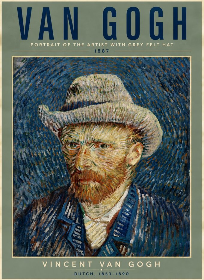 Van Gogh Portrait of the Artist with Grey Felt Hat No5 - Plakat