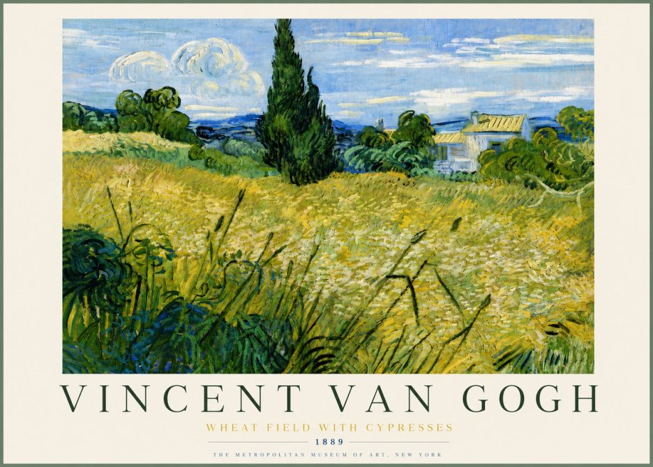 Van Gogh Wheat Field with Cypresses No4 - Plakat