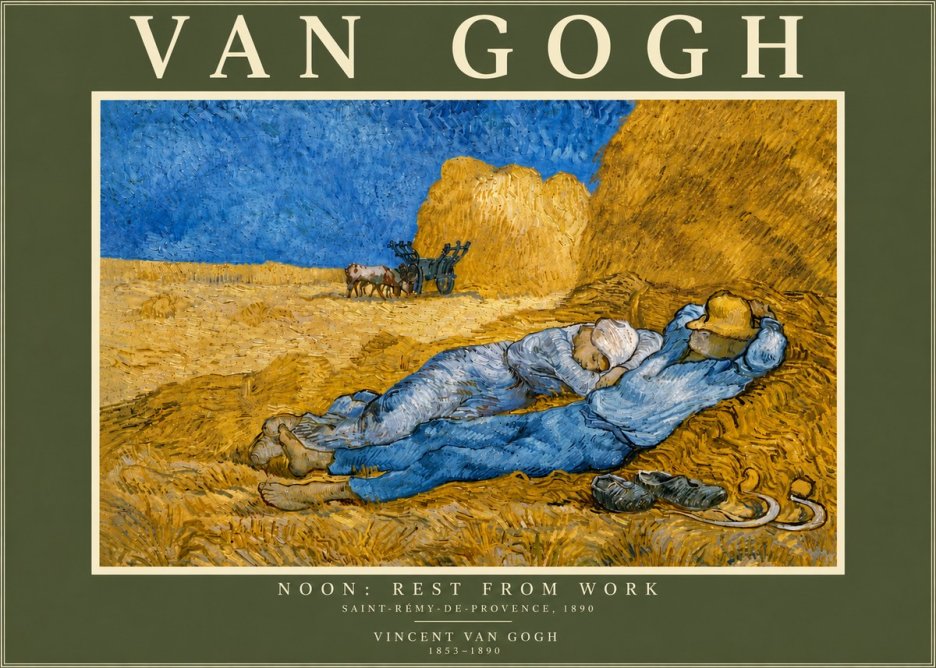 Van Gogh Noon: Rest from Work No6 - Plakat