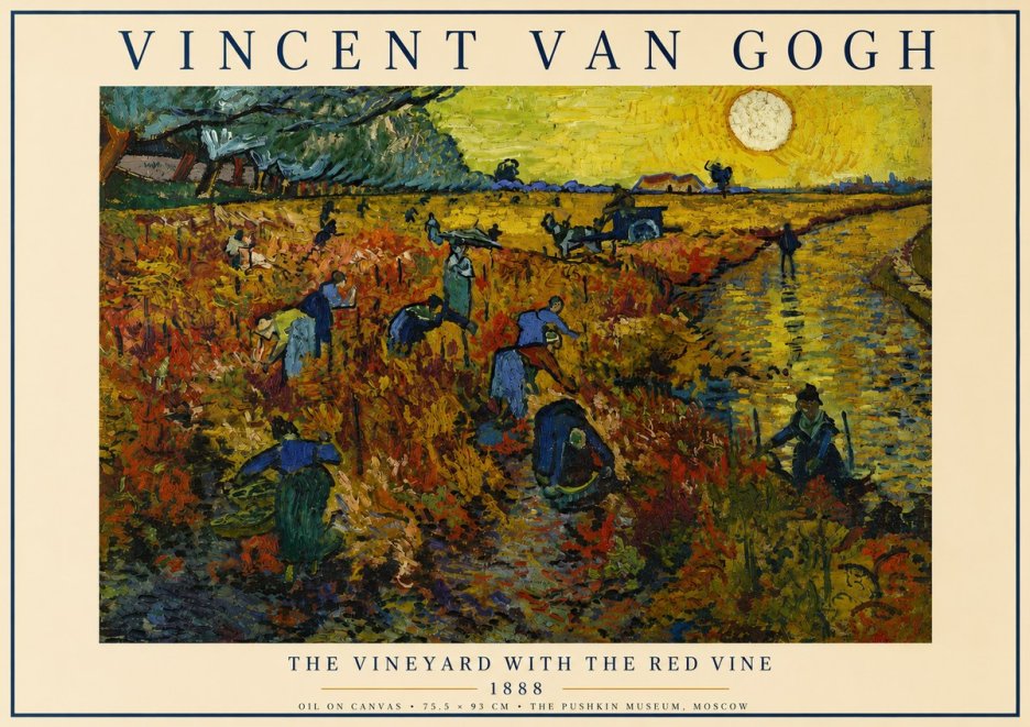 Van Gogh The Vineyard with the Red Vine No3 - Plakat