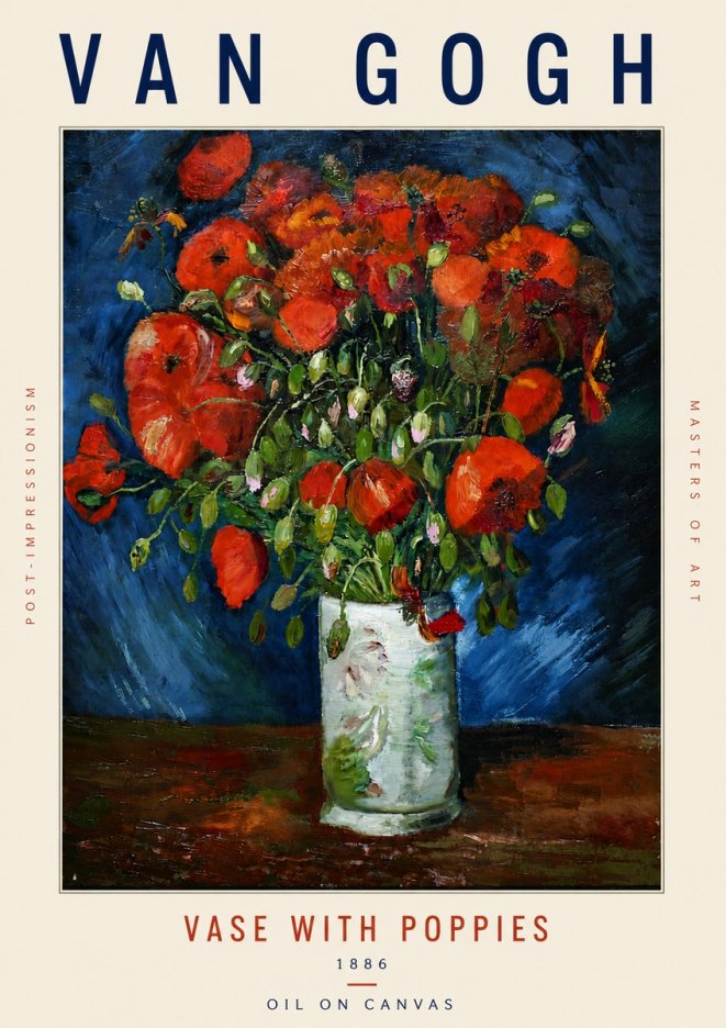 Van Gogh Vase with Poppies No5 - Plakat