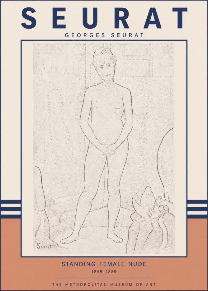 Seurat Standing Female Nude No3 - Plakat