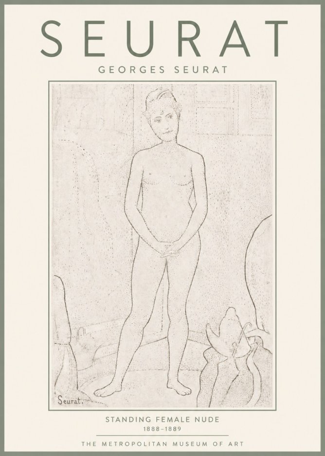 Seurat Standing Female Nude No4 - Plakat
