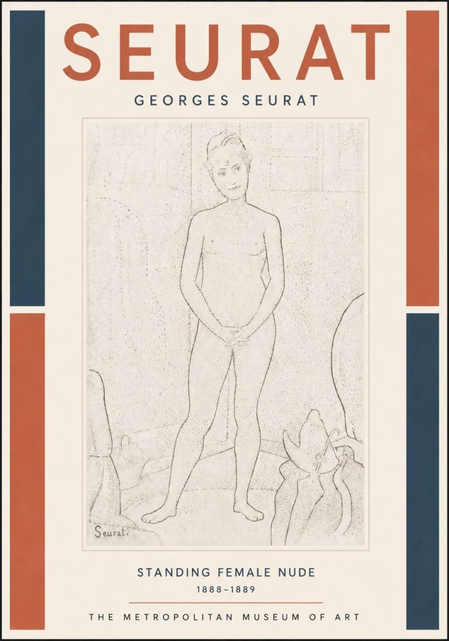 Seurat Standing Female Nude No5 - Plakat