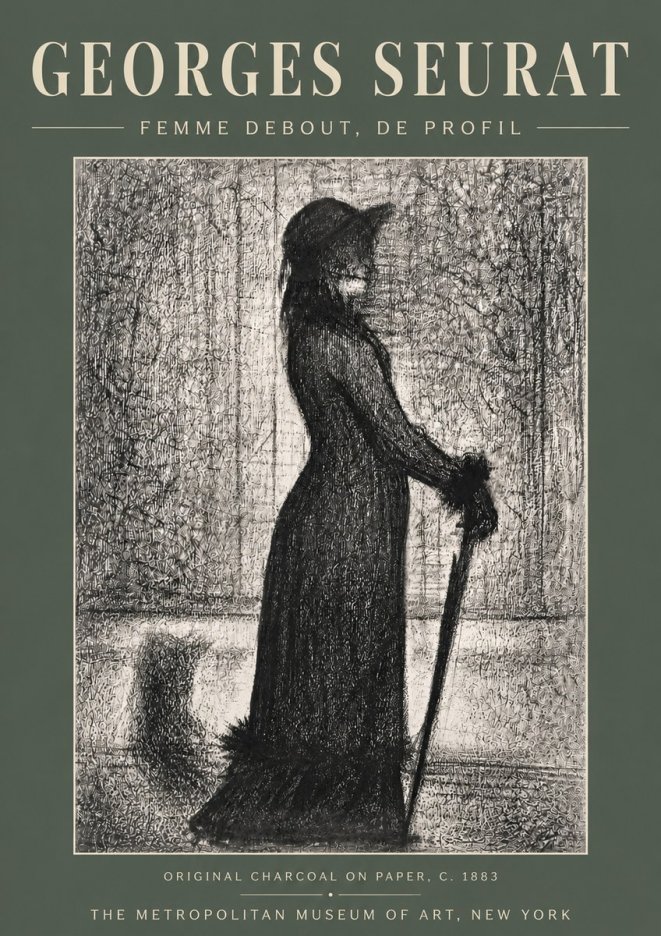 Seurat Femme Debout, De Profil No5 - Plakat
