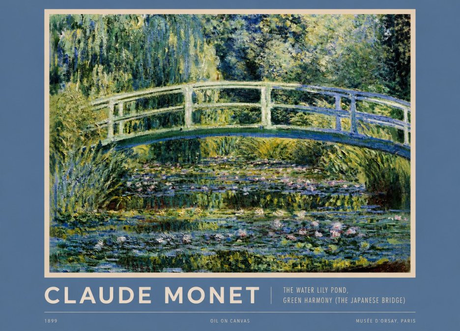 Monet The Water Lily Pond, Green Harmony (the Japanese Bridge) No2 - Plakat