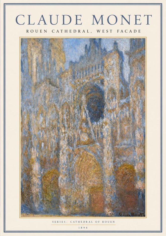 Monet Rouen Cathedral, West Facade No1 - Plakat