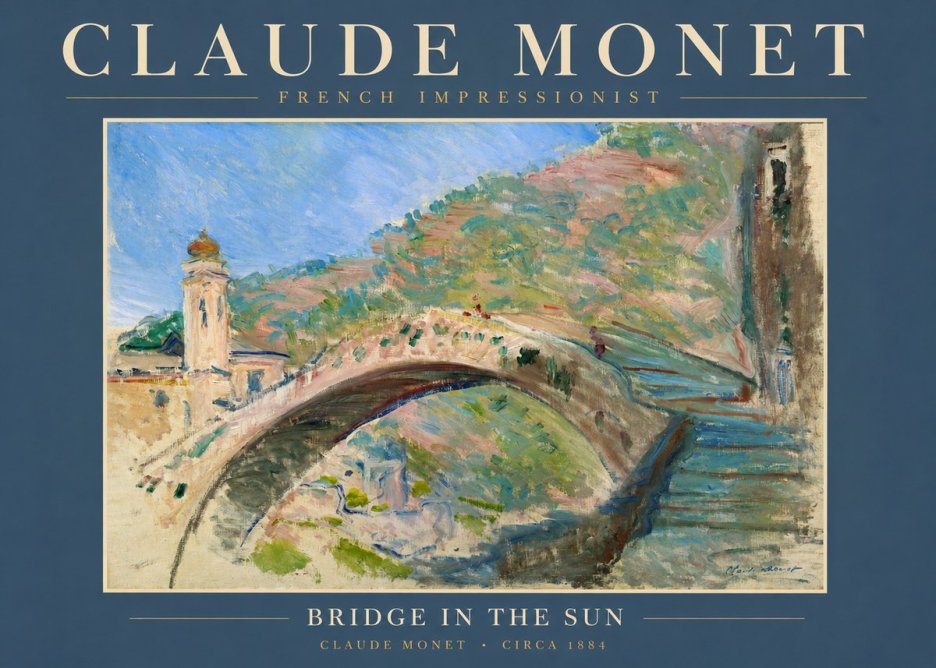 Monet Bridge in the Sun No2 - Plakat