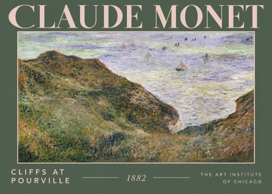Monet Cliffs at Pourville II No4 - Plakat