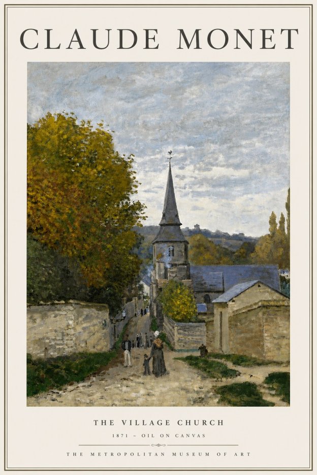 Monet The Village Church No3 - Plakat