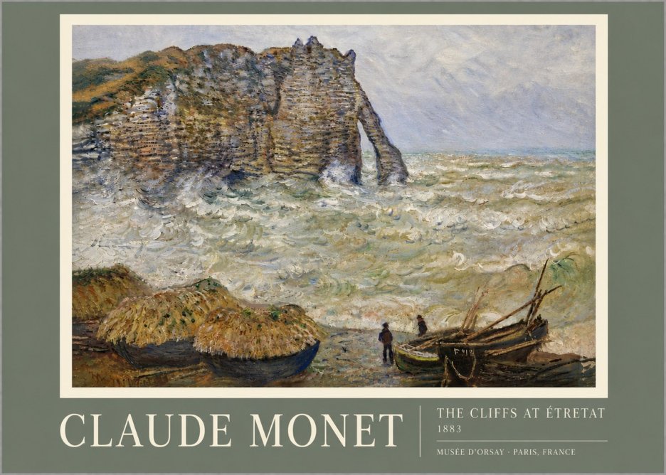 Monet The Cliffs at Etretat No5 - Plakat