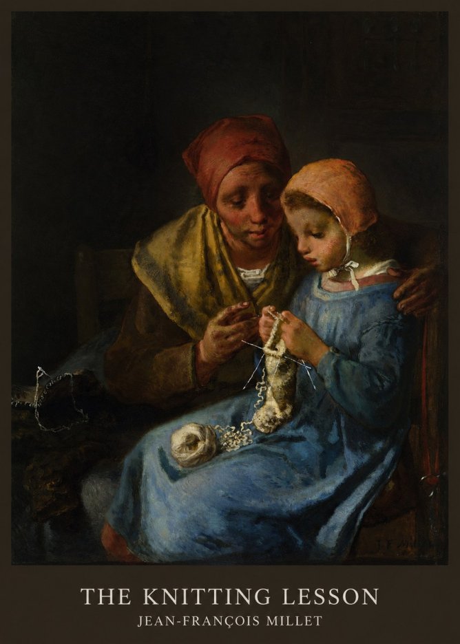 Jean-François Millet The Knitting Lesson I No5 - Plakat