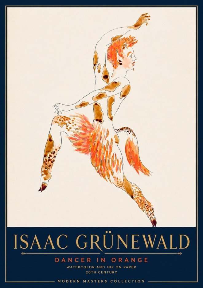 Isaac Grünewald Dancer in Orange No4 - Plakat