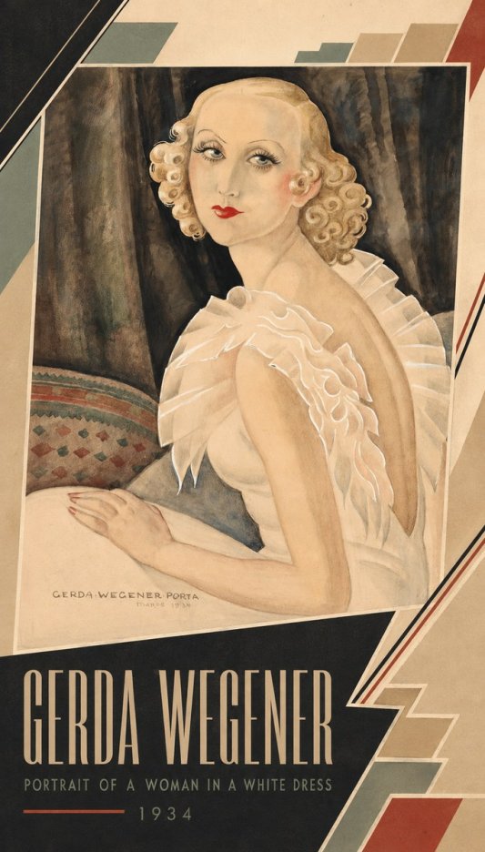 Gerda Wegener Portrait of a Woman in a White Dress No5 - Plakat
