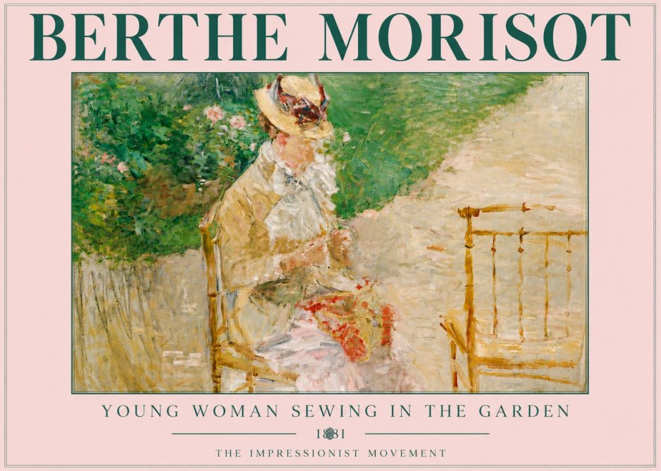 Berthe Morisot Young Woman Sewing in the Garden No5 - Plakat