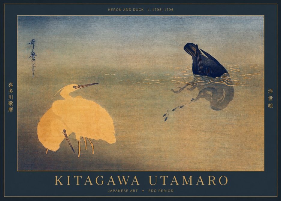 Kitagawa Utamaro Heron and Duck No2 - Plakat