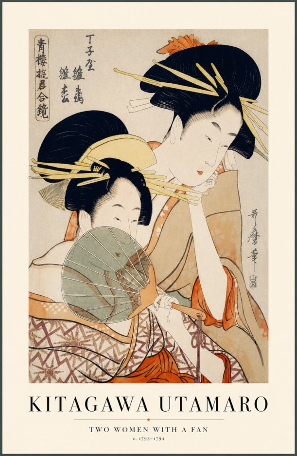 Kitagawa Utamaro Two Women with a Fan No1 - Plakat