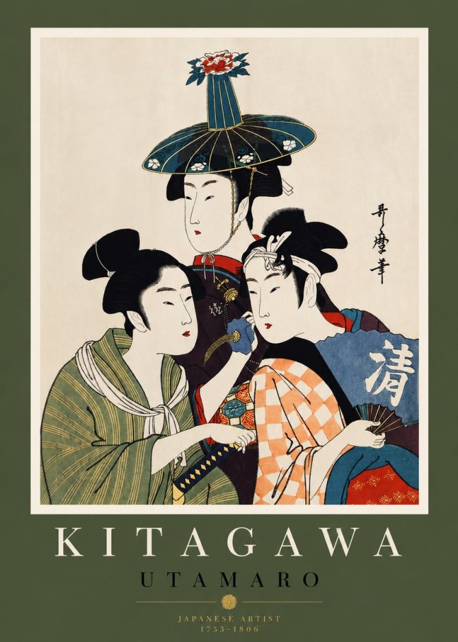 Kitagawa Utamaro Three Beauties No4 - Plakat