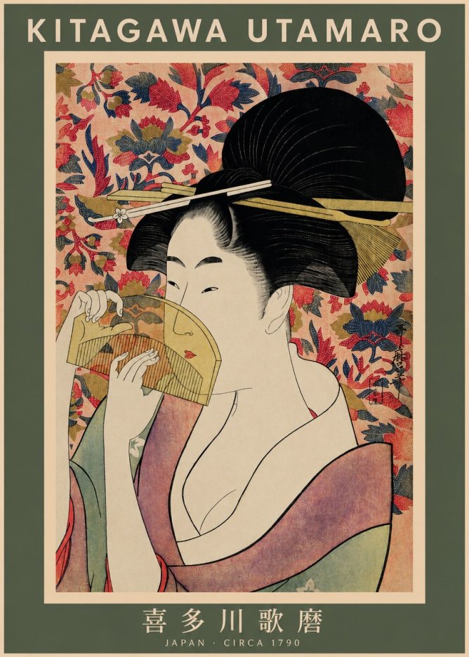 Kitagawa Utamaro Beauty with a Fan II No2 - Plakat