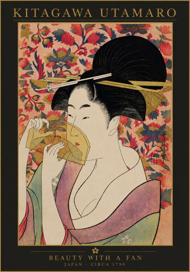 Kitagawa Utamaro Beauty with a Fan II No4 - Plakat