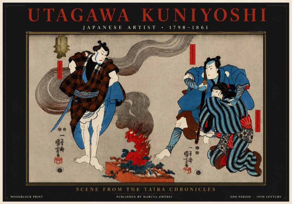 Utagawa Kuniyoshi Scene from the Taira Chronicles No4 - Plakat