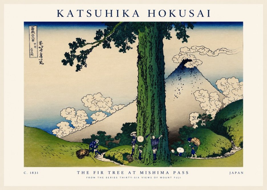 Katsushika Hokusai The Fir Tree at Mishima Pass No1 - Plakat