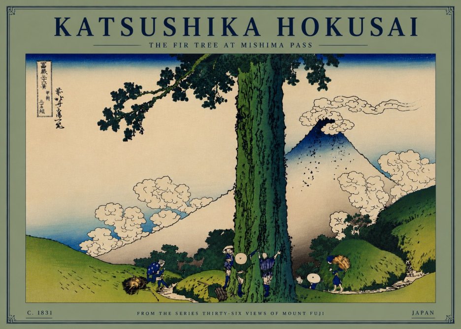 Katsushika Hokusai The Fir Tree at Mishima Pass No8 - Plakat