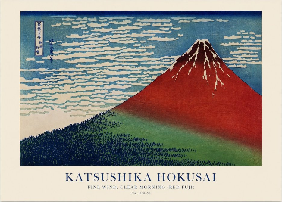 Katsushika Hokusai Fine Wind, Clear Morning (Red Fuji) I No1 - Plakat