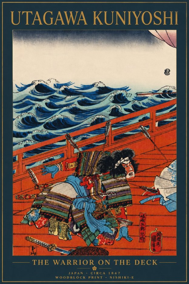 Utagawa Kuniyoshi The Warrior on the Deck No5 - Plakat
