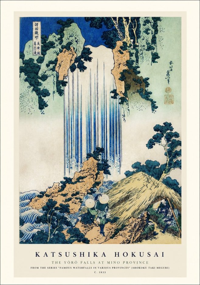 Katsushika Hokusai The Yōrō Falls at Mino Province No1 - Plakat