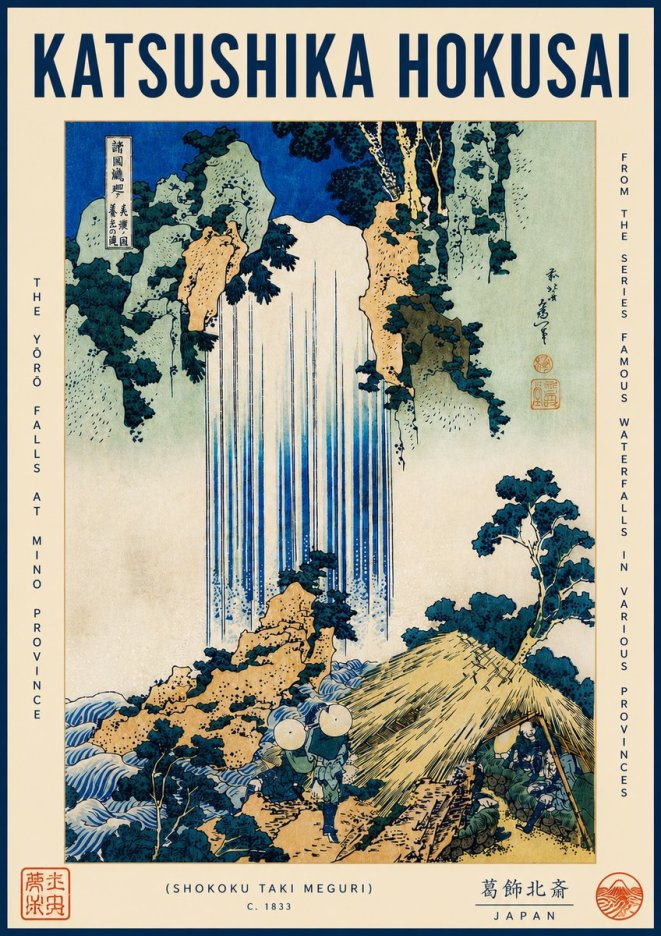 Katsushika Hokusai The Yōrō Falls at Mino Province No4 - Plakat