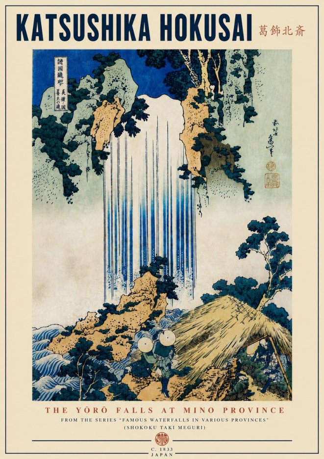 Katsushika Hokusai The Yōrō Falls at Mino Province No7 - Plakat