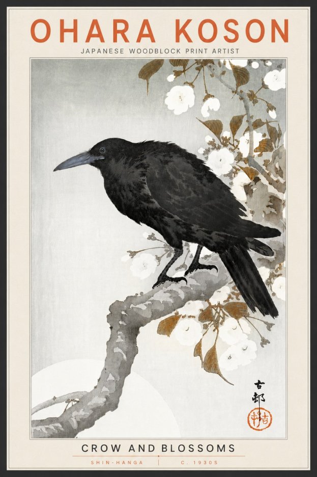 Ohara Koson Crow and Blossoms I No4 - Plakat