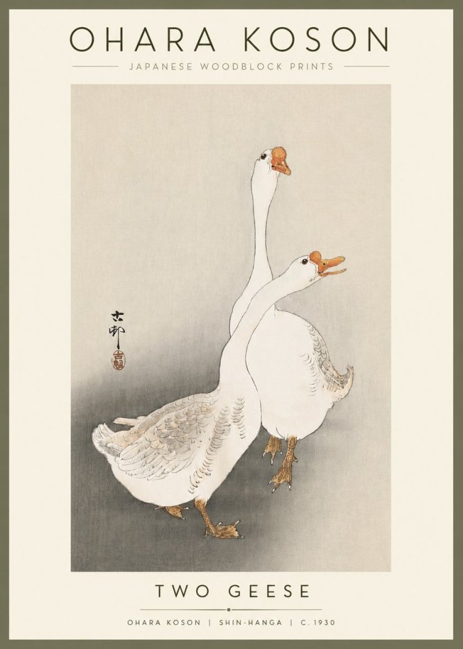 Ohara Koson Two Geese No2 - Plakat